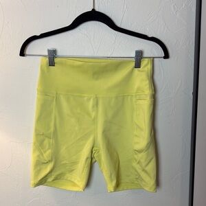 Yellow Women's Pocket Biker Athletic Shorts